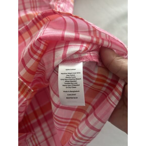 Talbots Plaid Button Collared Blouse Womens Size MP Pink Classic Comfort NWT - Picture 4 of 7